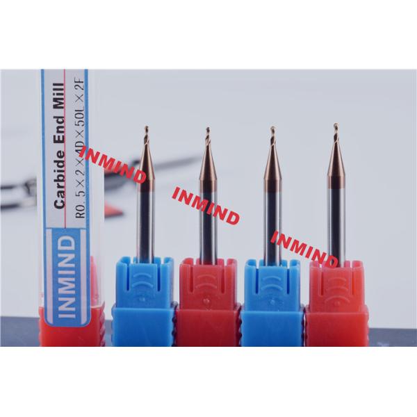 0.6mm SiN Coating HRC55 2 Flute Micro End Mill Ball Nose R0.25 / R0.3 mm