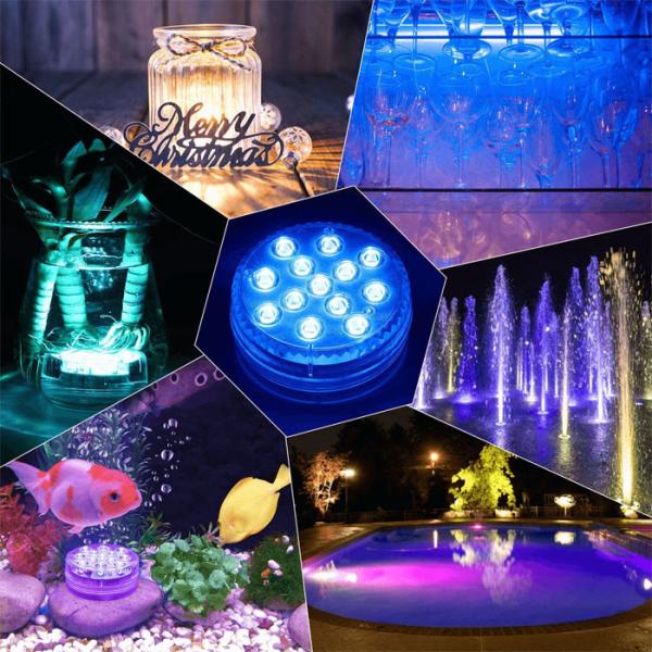 Color Changing Remote Control Submersible LED Lights With Magnet Suction Cups Pond Fountain Pool