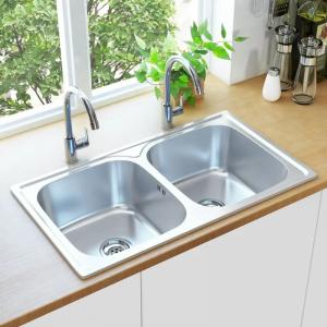 China 0.8mm 1.0mm Handmade Double Stainless Steel Bar Sinks Top Mount One Piece on sale
