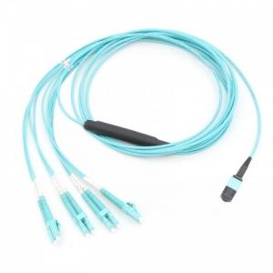 China 8F MPO MTP To LC Aqua OM3 100G Data Center Solution Mpo Fiber Cable on sale
