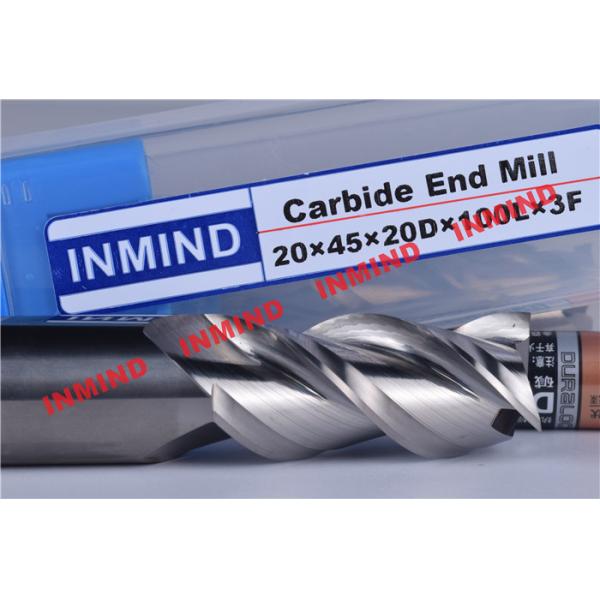 HRC50 End Mill Bits For Aluminum 3 Flute No Coating Grain Size 0.8 um Bright Surface