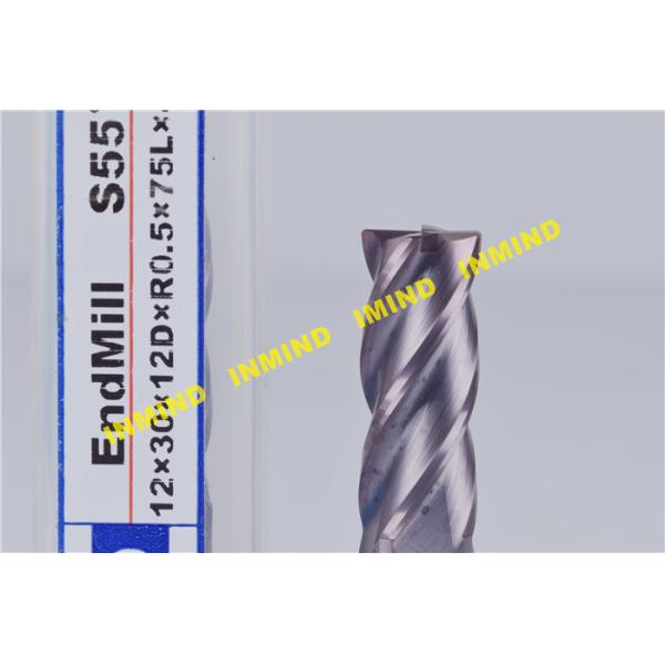 0.5 um Grain Size Corner Radius End Mill with Tungsten Carbide Material
