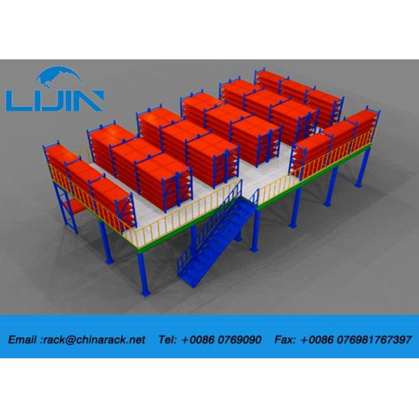 Plywood Board Industrial Mezzanine Floors System With Staircase Custom Size