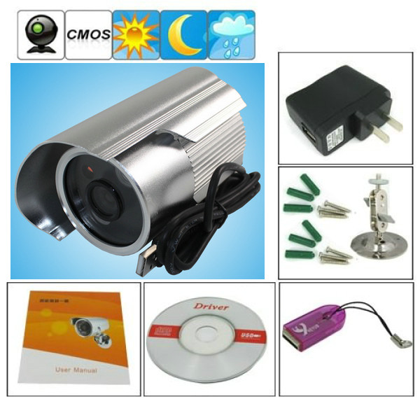 K908 Double Lamp Array IR LED Night Vision Waterproof CCTV Surveillance TF Card DVR Camera