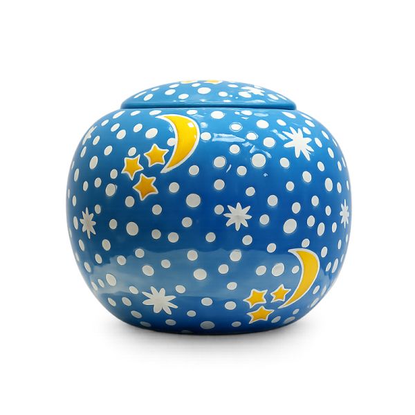 Celestial Moon and Star Ceramic Cremation Urn
