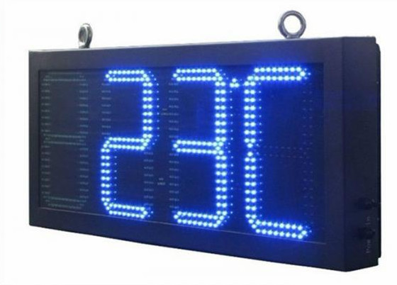 Double Sides Blue LED Gas Station Sign IR 10M RF 100M with Poosled Time Temperature System