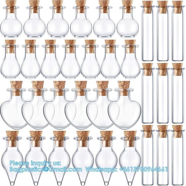 Small Mini Glass Bottles Jars With Cork Stoppers.Wishing Bottle Drifting Bottle Wedding Party DIY