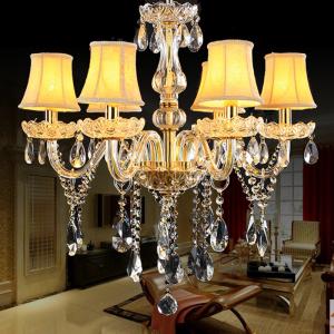 China Gold candelabra crystal chandelier with lamp shades (WH-CY-36) on sale
