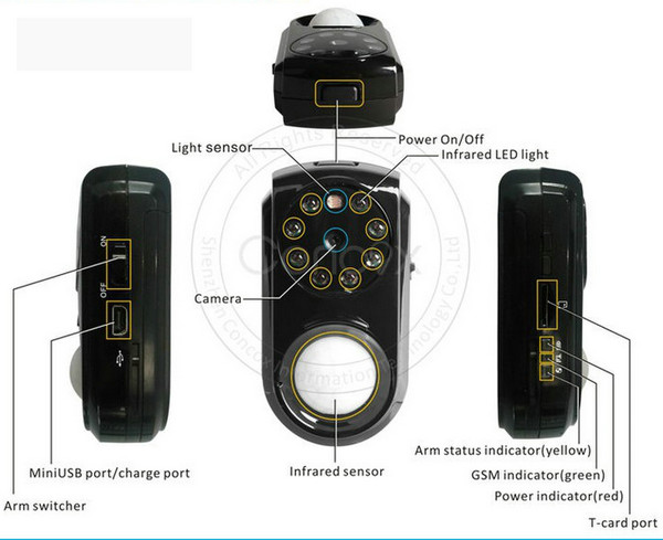 GSM Wireless Home Security Camera Alarm Monitor W/ PIR Detection & Alarm W/ Photos via MMS