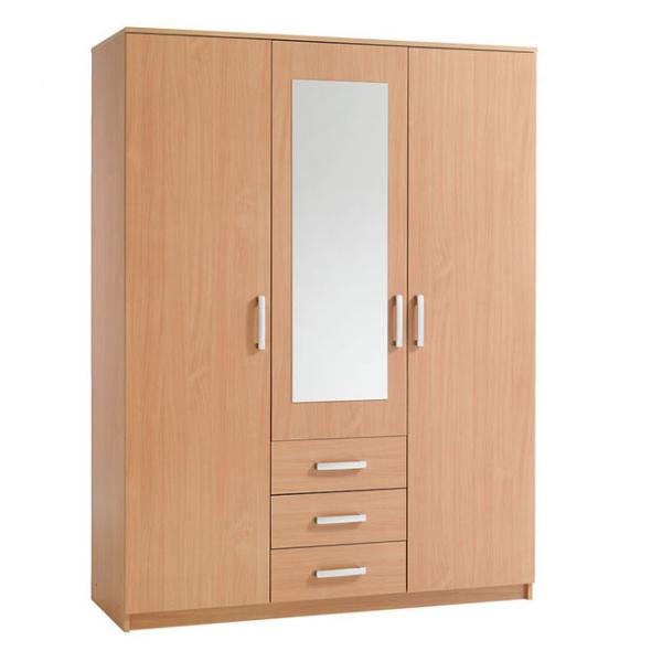 Particle Board 3 Shutter Sliding Wardrobe Built In Closet For Small Bedroom