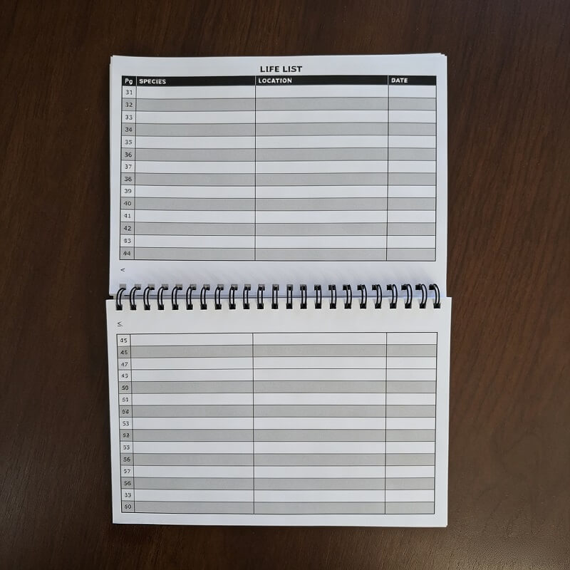 Bird Watching Log Book With Wire-O Binding For Wildlife Observation