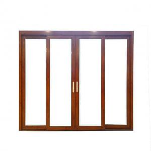 China Non Thermal Break Aluminum Sliding Doors With 2 Track 1.6mm Thickness Wood Grain on sale
