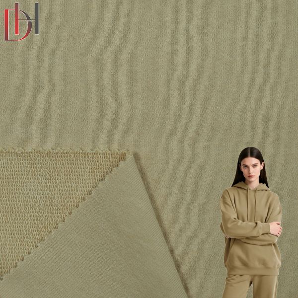 100% Cotton Knitted Plain Dyed Fabric Medium Weight 380gsm Unisex Fleece Fabric