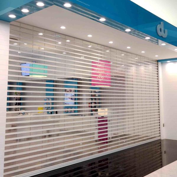 Fashion Shopfront Transparent Roller Shutter Door / Clear Roller Door For Display