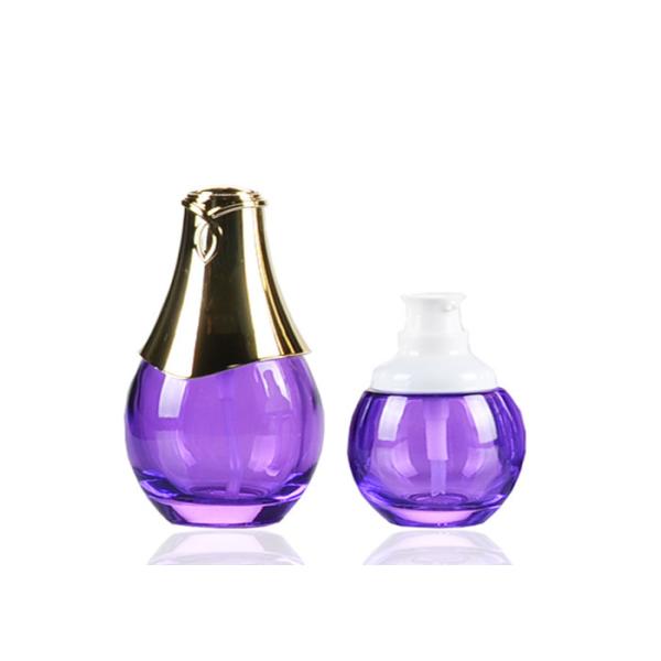 Light Purple Cosmetic Pump Glass Lotion Bottles Glass Skincare Bottles For Serum 120ml