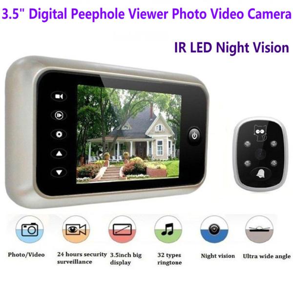 3.5 inch Screen Digital Door Peephole Viewer Camera 120 Degree Wide Angle Video Doorbell Phone Door Eye IR Night Vision