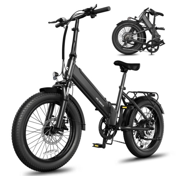 Mini 7-Speed Foldable Electric City Bike 48v Rear Hub Brushless Motor Urban Commute Moped Style Fat Ebike