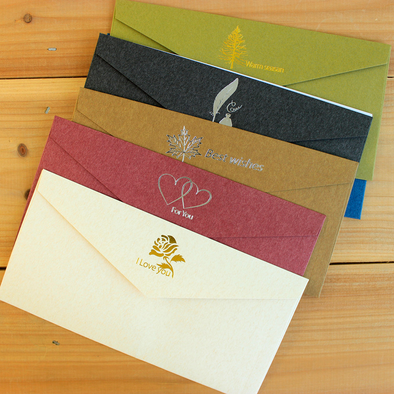 Textured Paper Envelopes With Foil Stamping And Seal Stickers For Invitations