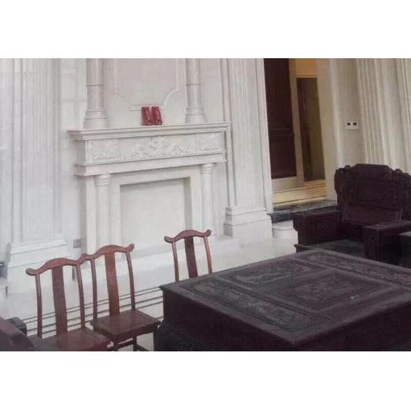 Indoor Natural Stone Fireplaces , Suny White Marble Electric Fireplace