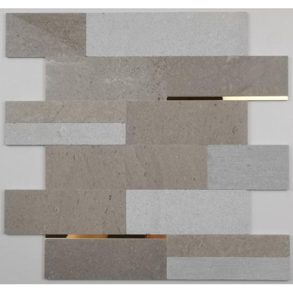 4mm Natural Stone Metal Decor Mosaic Tile 300x300mm
