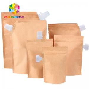 China Stand up oblique spout kraft paper lined foil spout pouch packaging for water / oil on sale