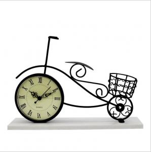 Cheap Vintage Metal Crafts black Decorative Metal Bicycle Table Clock for sale