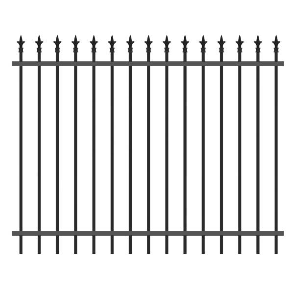 Outdoor Wrought Iron Steel Fence Metal Picket Galvanized Black 6ftx8ft