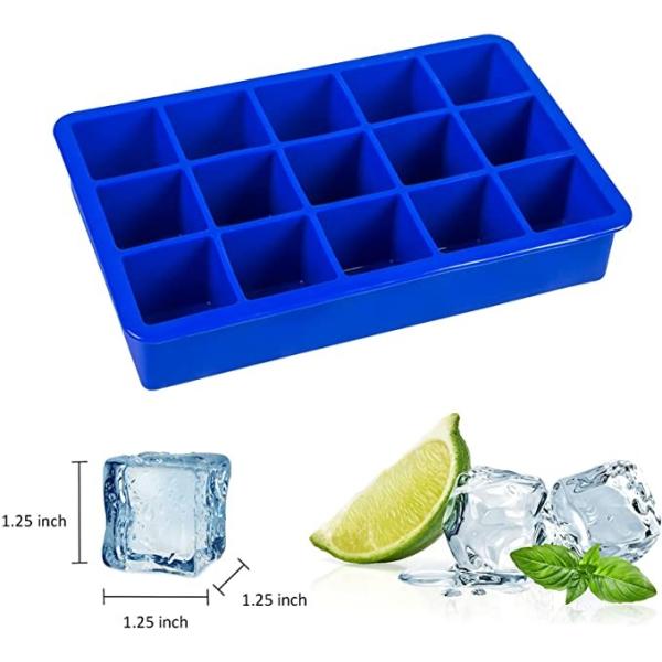 Rectangle 15 Holes Silicone Ice Cube Tray Easy Release Ice Cube Tray Kitchen Tools