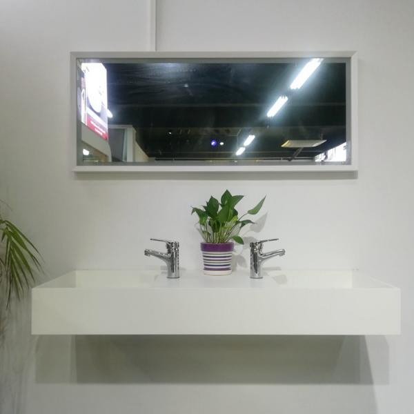 Empty Wall Hung Long Wash Basin Acrylic Resin Stone Sink Custom Made
