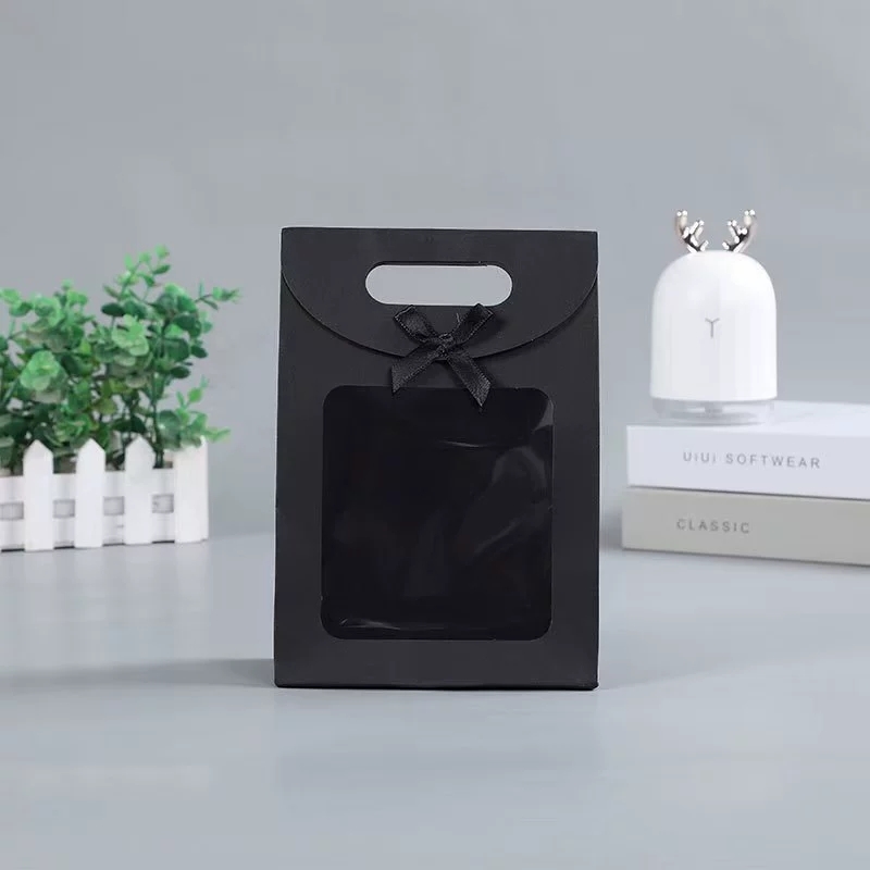 Paper Gift Bags with Window and Die Cut Handle for Retail Packaging