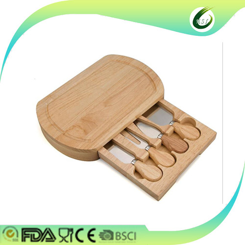 Eco Friendly Bamboo Cheese Board And Knife Set Antimicrobial Non - Flammable