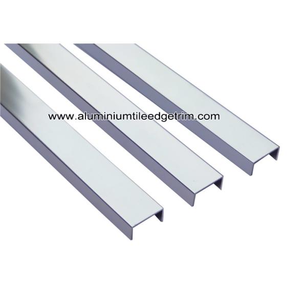 U20mm Glossy Silver U Shaped Aluminum Splint / Channel / Brace For Border