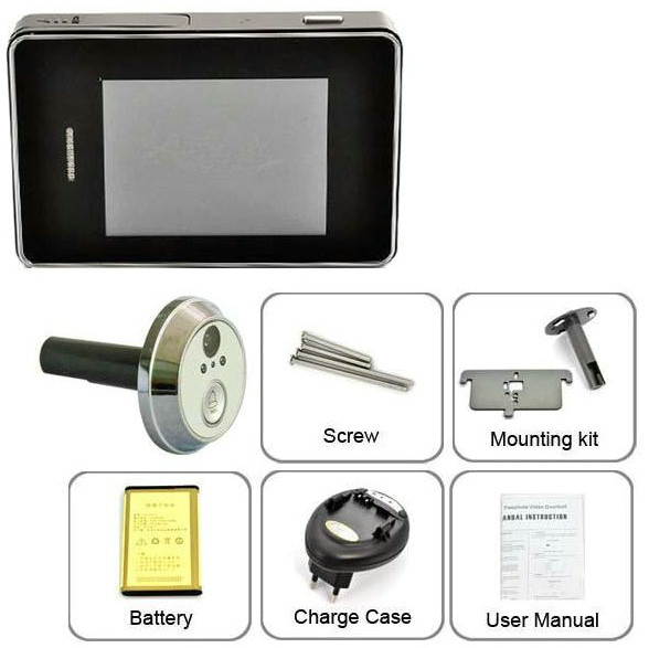 2.8 LCD Screen Digital Peephole Viewer Doorbell Video Camera Recorder Access Control DVR
