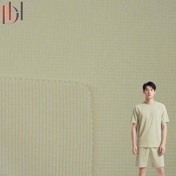 65% Polyester 35% Cotton 250gsm Polo Shirt Fabric Organic Cotton Waffle Fabric Combed Yarn
