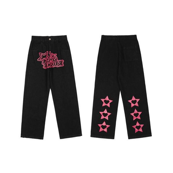 OEM Blue Denim Trousers High Waist Straight Vintage Cotton Women Pants