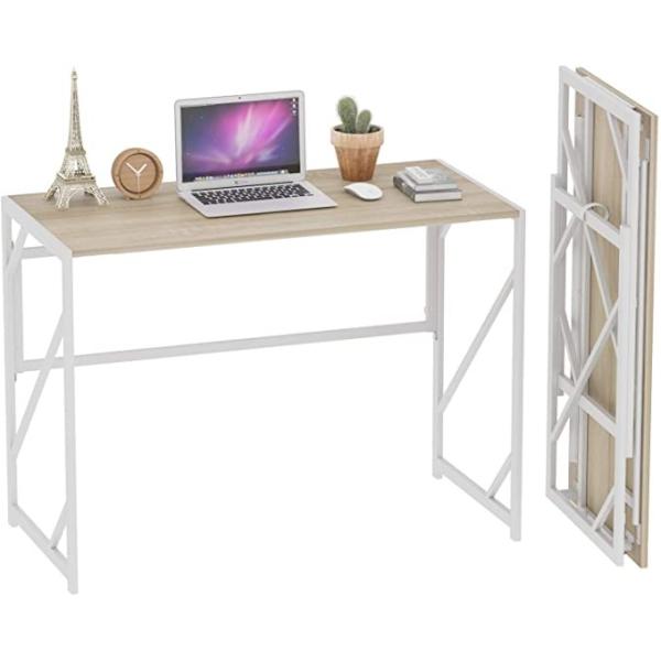 Folding Steel Executive Desk Writing Computer Desk No Assembly Study Office Desk