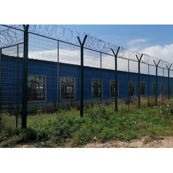 Powder Coated Razor Barbed Wire Fencing 50*200mm Mesh Rectangle Post
