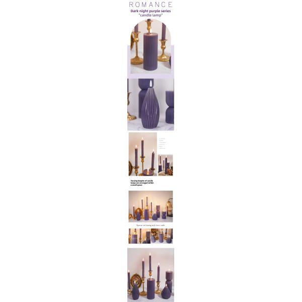 Creative Shape Custom LED Candles Purple Battery Operated Candles For Wedding