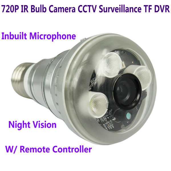 720P IR Night Vision LED Array Bulb Camcorder CCTV Surveillance DVR Camera Remote Control