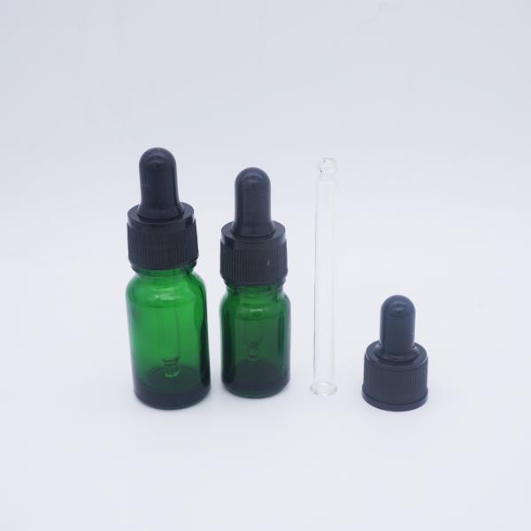 Hot Stamping 10 Ml Glass Bottles With Dropper Caps / Black Dropper Lid
