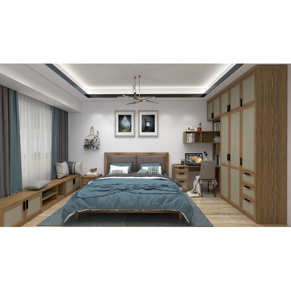 Modern Design Of Bedroom Furniture In Wall Closet And Open Door Wardrobe Cabinet With Home Office Reading Desk Table