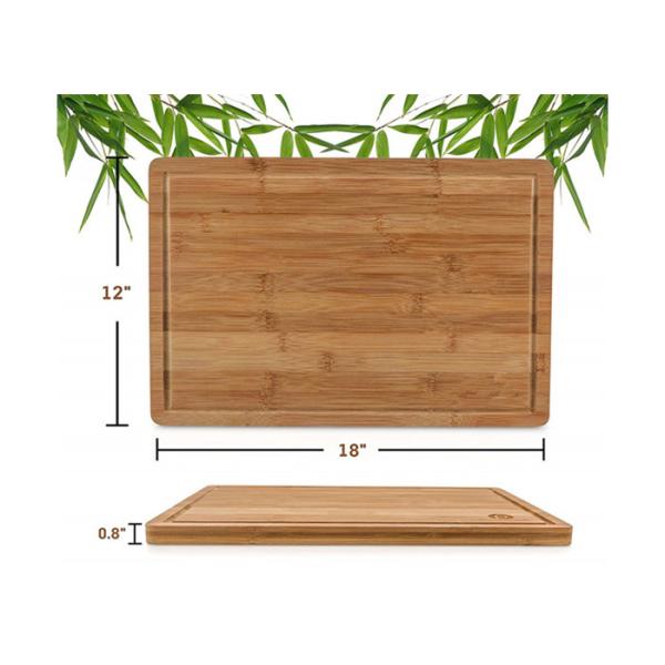 Laser Logo Bamboo Large Wooden Cutting Boards Rectangle Shaped With Juice Groove