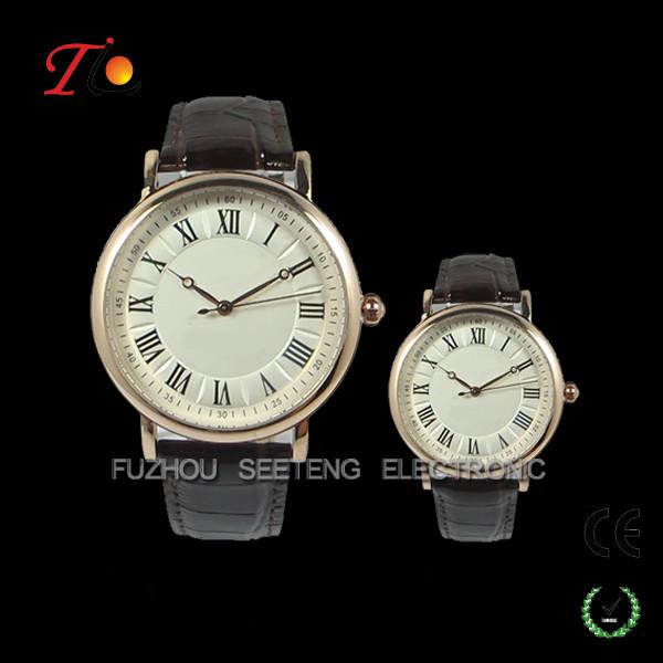Brand high quality business Men's analog watch with pu leather strap