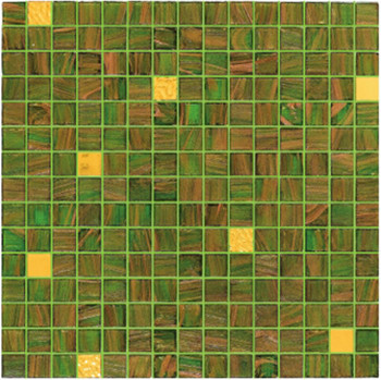 Green tile with real gold 20mm glass mosaic mix patter decoration