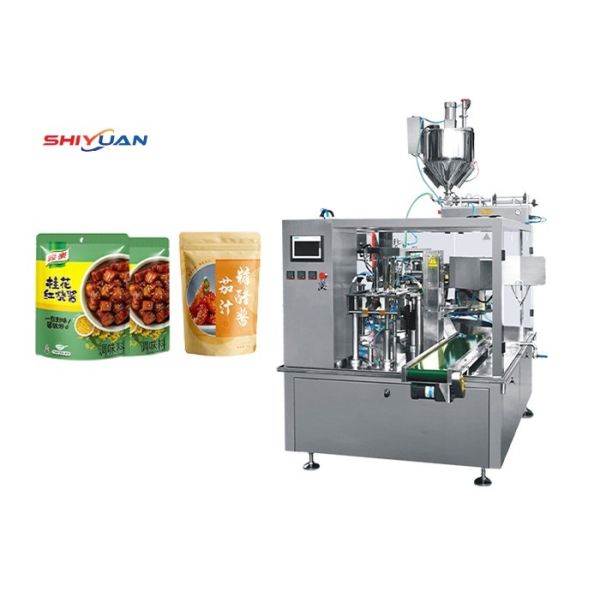 Automatic Corner Spout Doypack Pouch Filling Machine , Liquid Soup Packing Machine