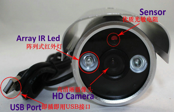 K908 Double Lamp Array IR LED Night Vision Waterproof CCTV Surveillance TF Card DVR Camera