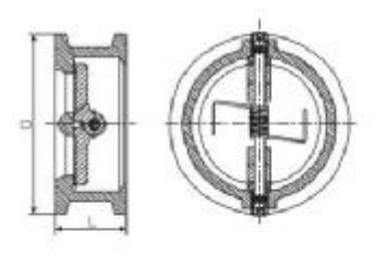 Carbon Steel Cast Check Valve Wafer Ends Double Disc 100% Leak Proof Sealing