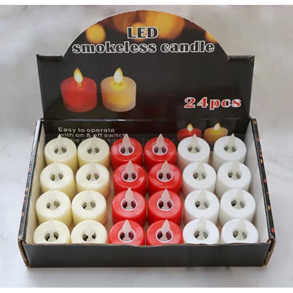 Unscented Battery Tea Candles Smokeless Electronic Tea Light Candles White/ Yellow / Red