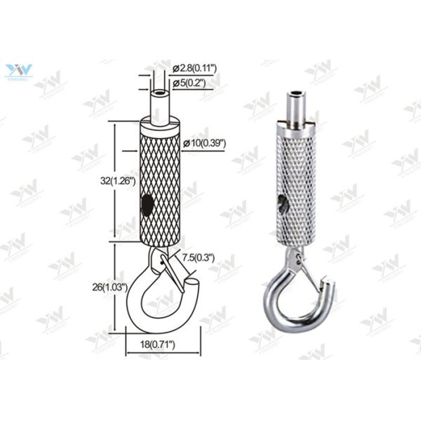 Brass Material Aircraft Cable Grippers / Self Gripping Hook With Nickel Plated
