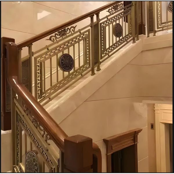 Eco-Friendly Zinc Steel Wood Grain Railing for Balcony Stair Garden